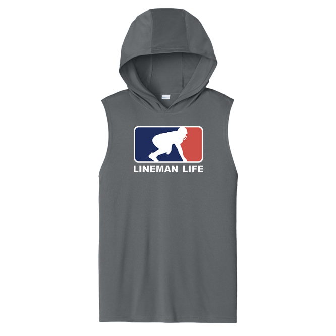 LINEMAN LIFE LOGO - Hooded Muscle Tee