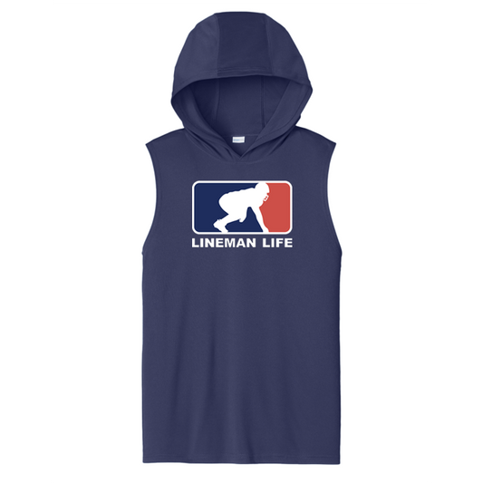 LINEMAN LIFE LOGO - Hooded Muscle Tee