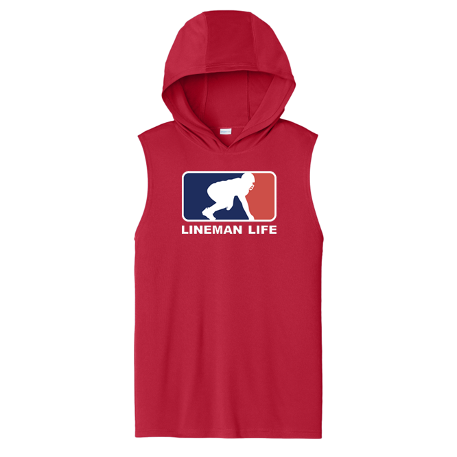 LINEMAN LIFE LOGO - Hooded Muscle Tee