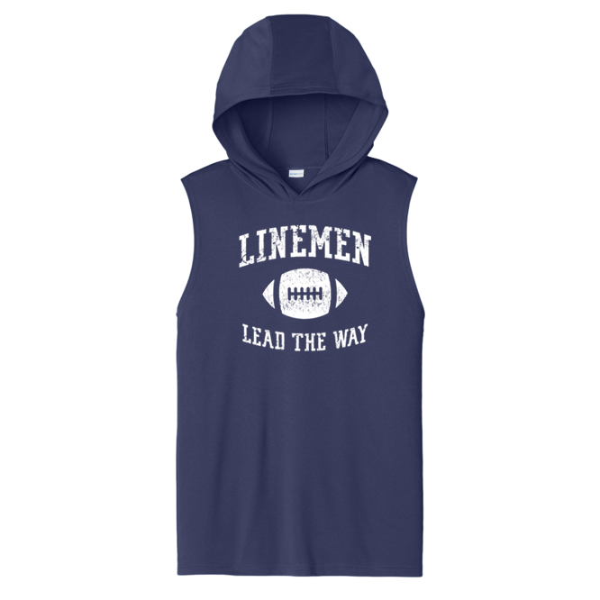 LINEMEN LEAD THE WAY - Hooded Muscle Tee