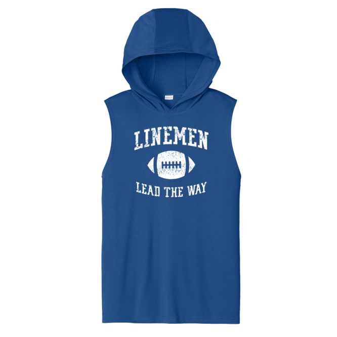 LINEMEN LEAD THE WAY - Hooded Muscle Tee