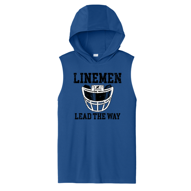 LINEMEN LEAD THE WAY (A) (Black) - Hooded Muscle Tee