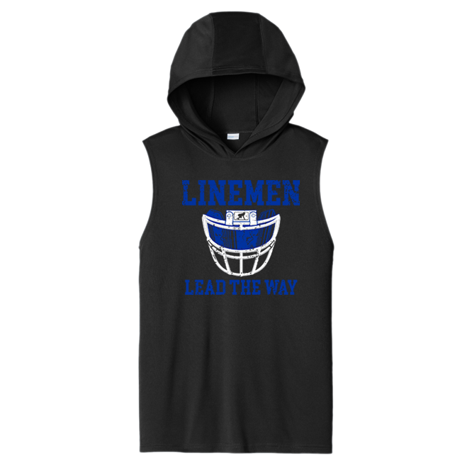 LINEMEN LEAD THE WAY (A) (Royal) - Hooded Muscle Tee