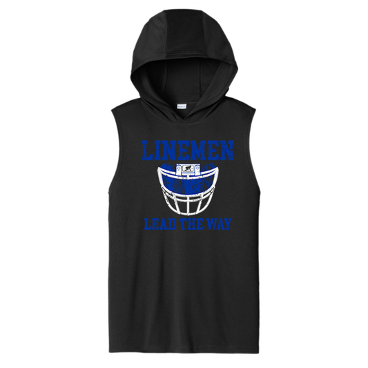 LINEMEN LEAD THE WAY (A) (Royal) - Hooded Muscle Tee