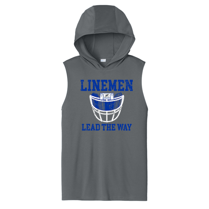 LINEMEN LEAD THE WAY (A) (Royal) - Hooded Muscle Tee