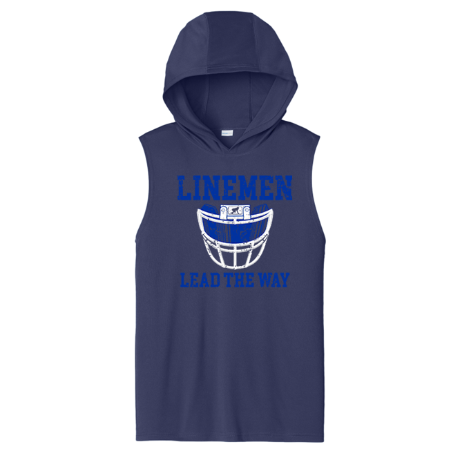 LINEMEN LEAD THE WAY (A) (Royal) - Hooded Muscle Tee