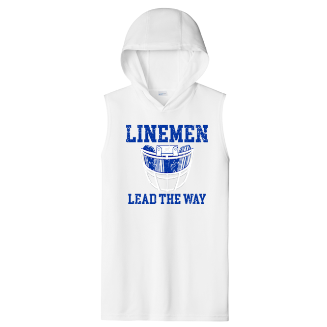 LINEMEN LEAD THE WAY (A) (Royal) - Hooded Muscle Tee