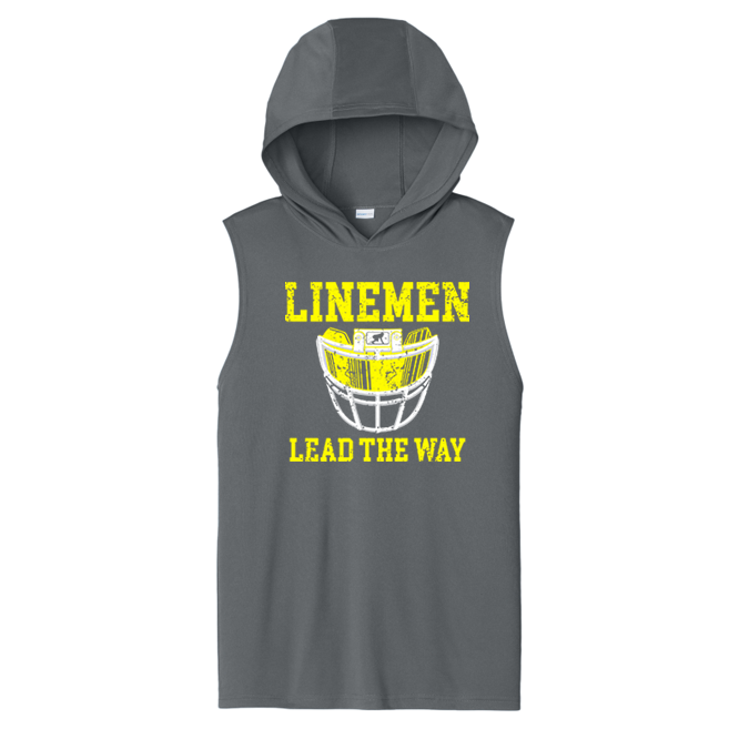 LINEMEN LEAD THE WAY (A) (Yellow) - Hooded Muscle Tee