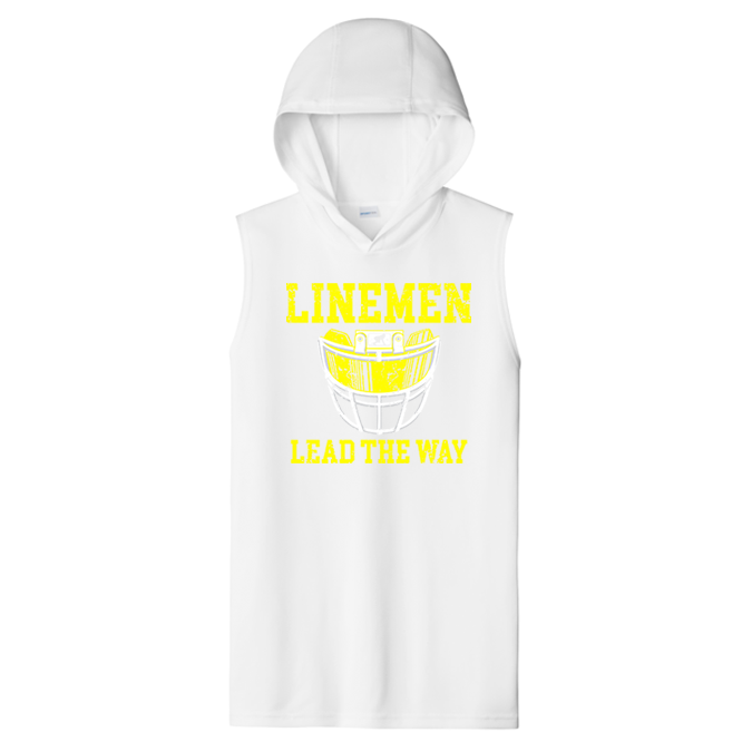 LINEMEN LEAD THE WAY (A) (Yellow) - Hooded Muscle Tee