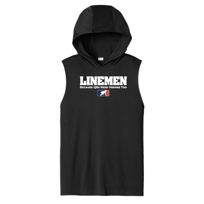 LINEMEN: QB HEROES - Hooded Muscle Tee