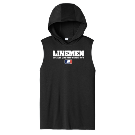 LINEMEN: QB HEROES - Hooded Muscle Tee
