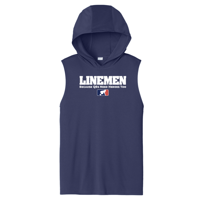 LINEMEN: QB HEROES - Hooded Muscle Tee