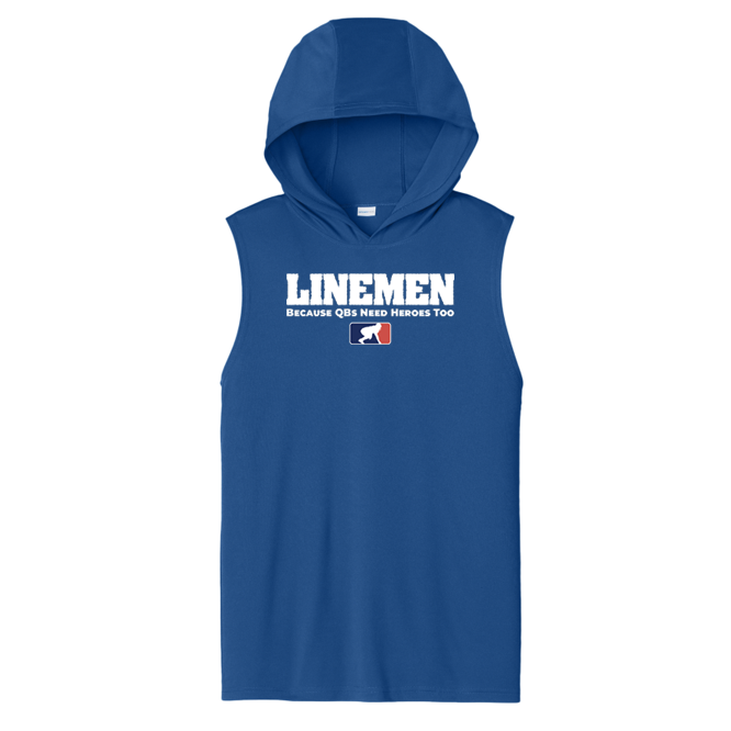 LINEMEN: QB HEROES - Hooded Muscle Tee