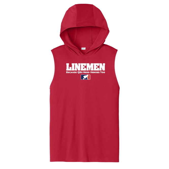 LINEMEN: QB HEROES - Hooded Muscle Tee