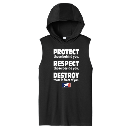 PROTECT RESPECT DESTROY - Hooded Muscle Tee
