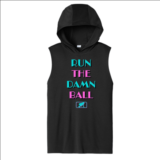 RUN THE DAMN BALL (Vice) - Trench Vice Hooded Muscle T-Shirt