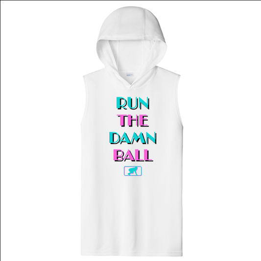 RUN THE DAMN BALL (Vice) - Trench Vice Hooded Muscle T-Shirt