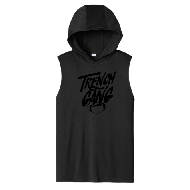 TRENCH GANG (Black) - Hooded Muscle Tee