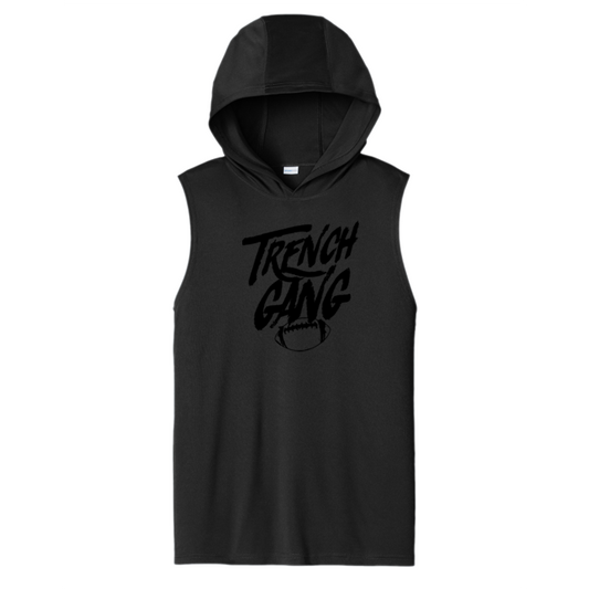 TRENCH GANG (Black) - Hooded Muscle Tee