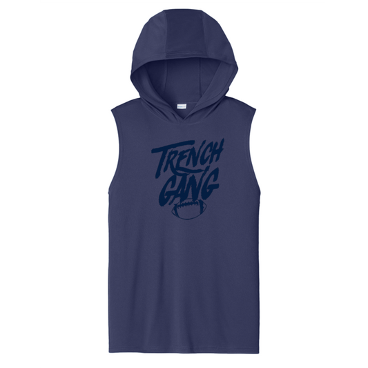 TRENCH GANG (Navy) - Hooded Muscle Tee