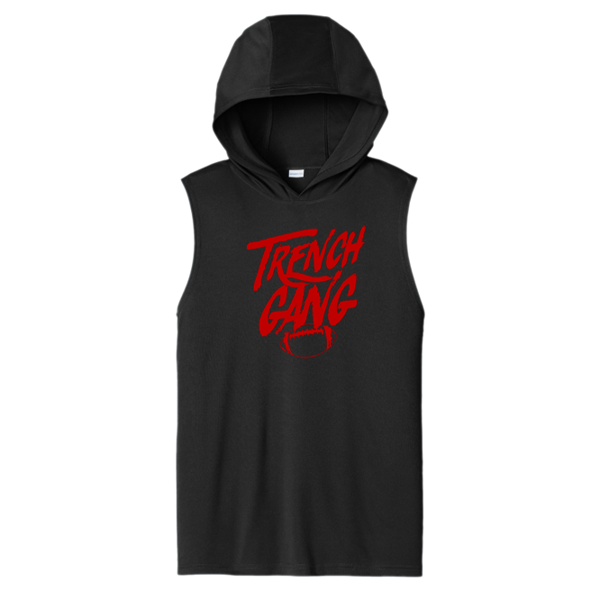 TRENCH GANG (Red) - Hooded Muscle Tee