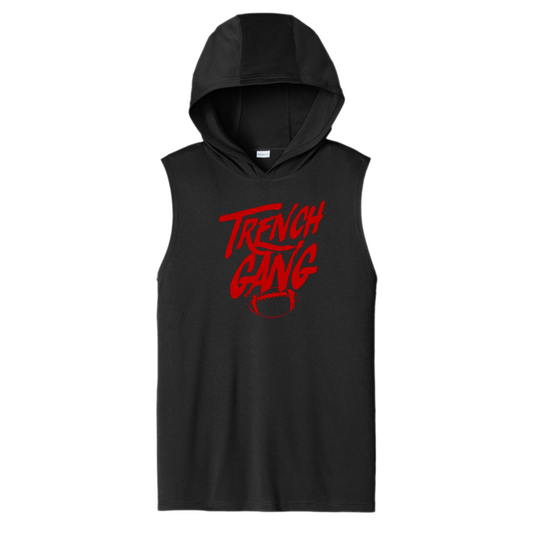 TRENCH GANG (Red) - Hooded Muscle Tee