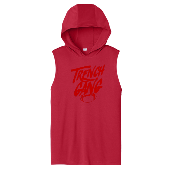 TRENCH GANG (Red) - Hooded Muscle Tee