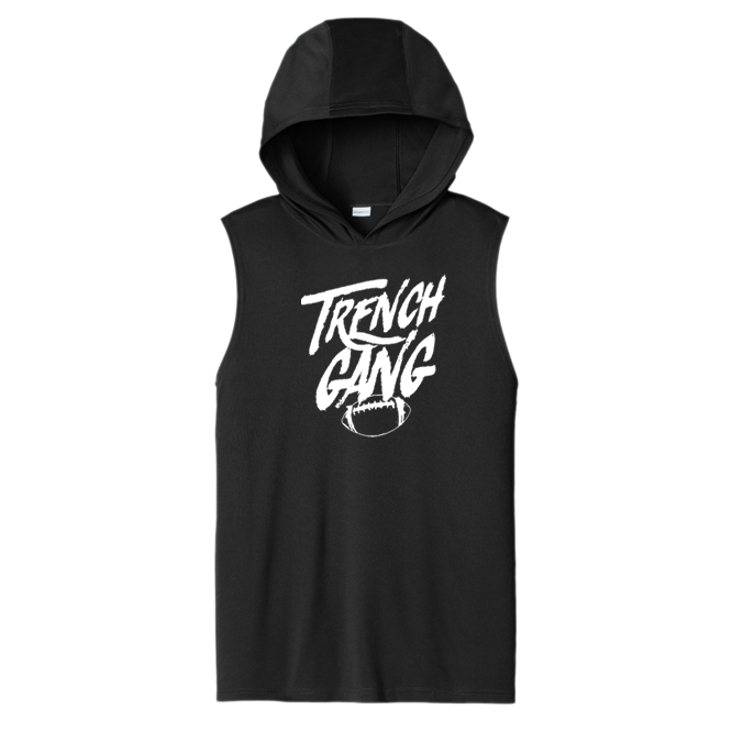 TRENCH GANG (White) - Hooded Muscle Tee