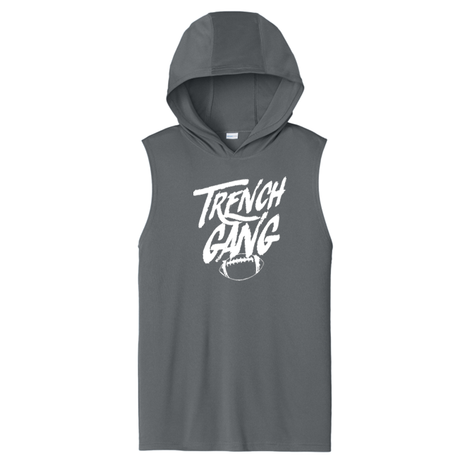 TRENCH GANG (White) - Hooded Muscle Tee