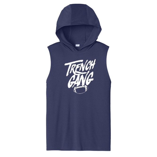 TRENCH GANG (White) - Hooded Muscle Tee