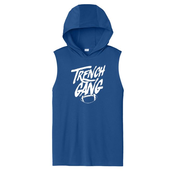 TRENCH GANG (White) - Hooded Muscle Tee