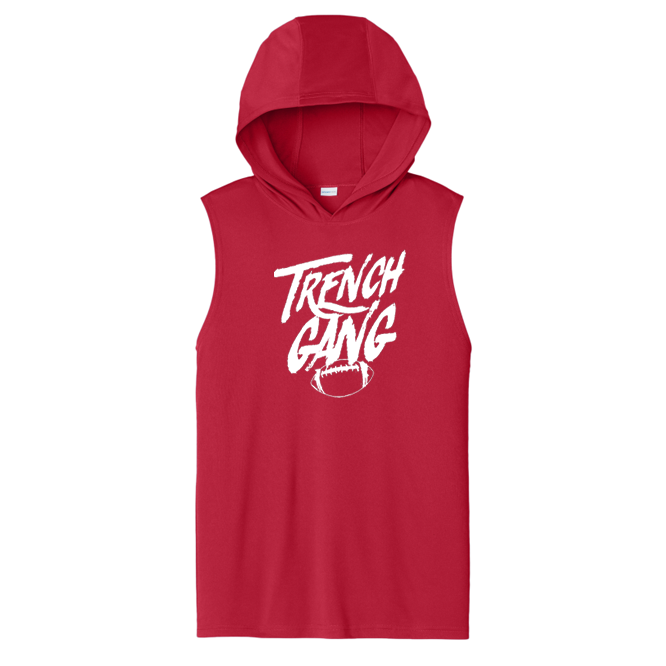 TRENCH GANG (White) - Hooded Muscle Tee