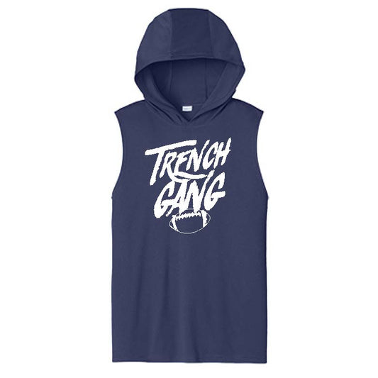 TRENCH GANG (White) - Hooded Muscle Tee