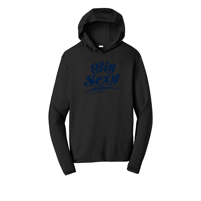 BIG SEXY (Navy) (A) - Hooded Long Sleeve Performance Tee