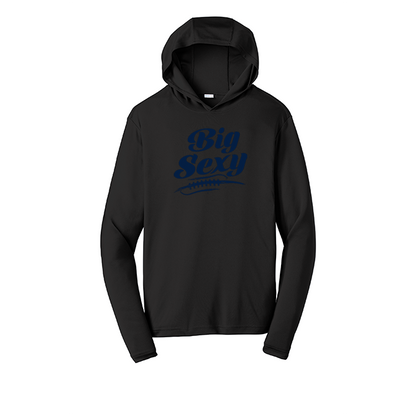 BIG SEXY (Navy) (A) - Hooded Long Sleeve Performance Tee