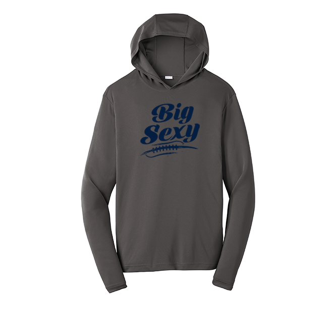 BIG SEXY (Navy) (A) - Hooded Long Sleeve Performance Tee