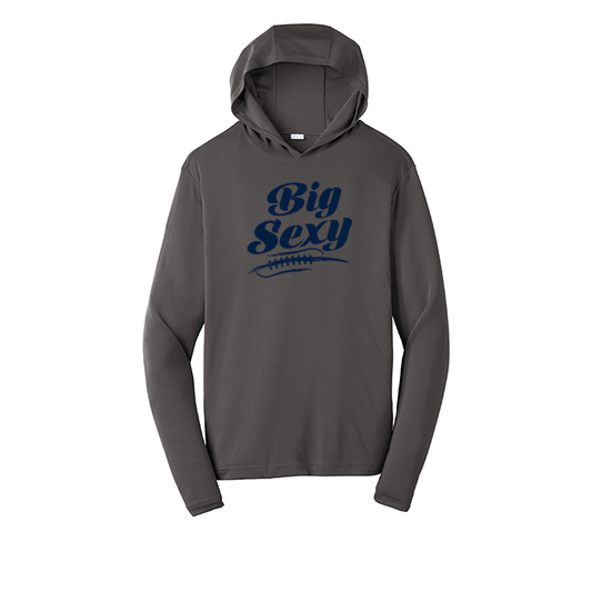 BIG SEXY (Navy) (A) - Hooded Long Sleeve Performance Tee