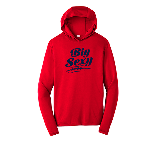 BIG SEXY (Navy) (A) - Hooded Long Sleeve Performance Tee