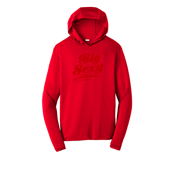 BIG SEXY (Red) (A) - Hooded Long Sleeve Performance Tee