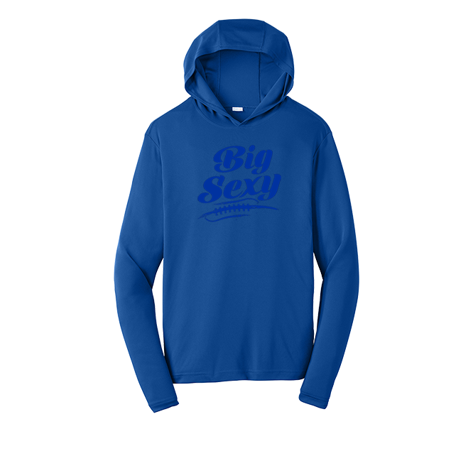 BIG SEXY (Royal) (A) - Hooded Long Sleeve Performance Tee