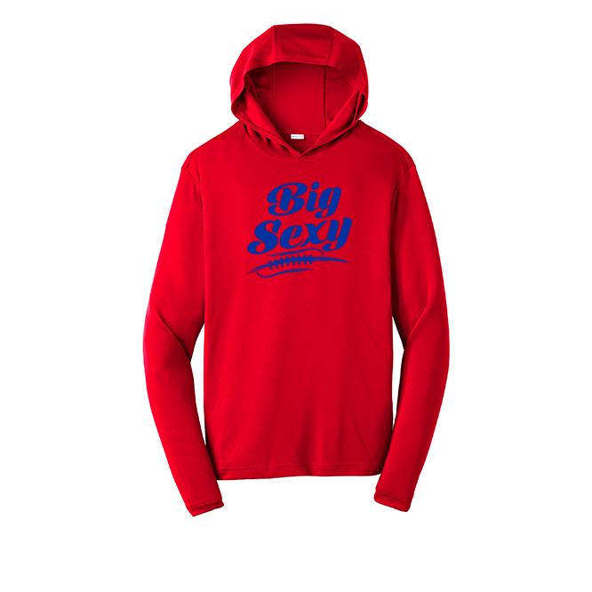 BIG SEXY (Royal) (A) - Hooded Long Sleeve Performance Tee