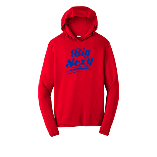 BIG SEXY (Royal) (A) - Hooded Long Sleeve Performance Tee