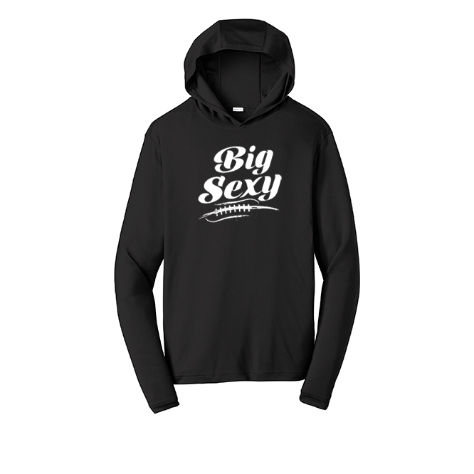 BIG SEXY (White) (A) - Hooded Long Sleeve Performance Tee