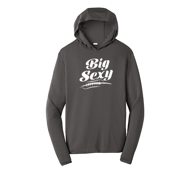 BIG SEXY (White) (A) - Hooded Long Sleeve Performance Tee