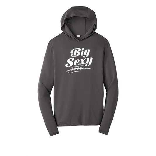 BIG SEXY (White) (A) - Hooded Long Sleeve Performance Tee