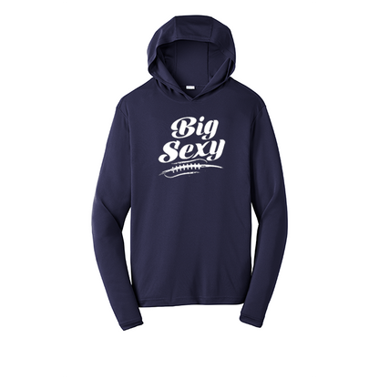 BIG SEXY (White) (A) - Hooded Long Sleeve Performance Tee