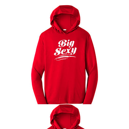 BIG SEXY (White) (A) - Hooded Long Sleeve Performance Tee