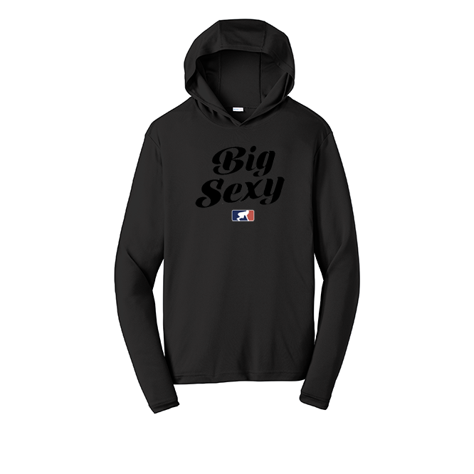 BIG SEXY (Black) - Hooded Long Sleeve Performance Tee