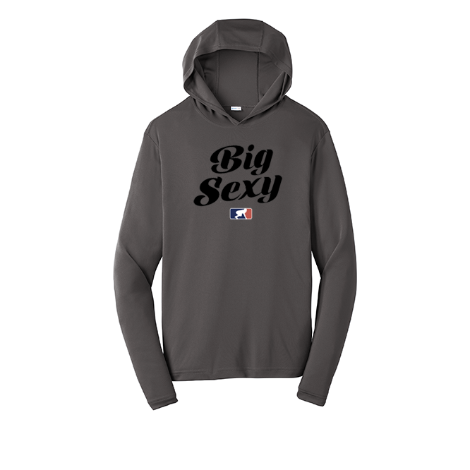 BIG SEXY (Black) - Hooded Long Sleeve Performance Tee