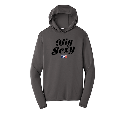 BIG SEXY (A) (Black) - Hooded Long Sleeve Performance Tee